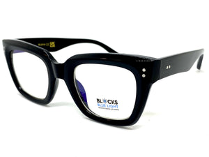 Classic Vintage Retro Style Blue Light Blocking Computer EYEGLASSES Large Thick Black Frame 2018