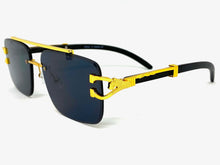 Men's Classy Elegant Luxury Retro Hip Hop Style SUNGLASSES Gold & Dark Wood Frame E0932