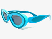 Contemporary Modern Retro Raver Party SUNGLASSES Funky Turquoise & Blue Frame 2123