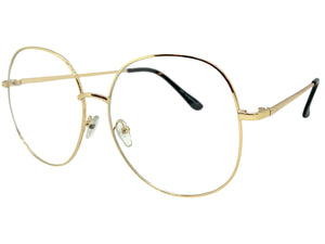 Oversized Exaggerated Vintage Retro Style Clear Lens EYEGLASSES Large Gold Frame 6404