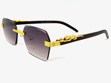 Classy Elegant Sophisticated Luxury Style SUNGLASSES Gold & Wooden Frame E0958