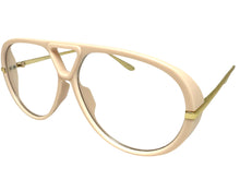 Oversized Classic Vintage Retro Hip Hop Style Clear Lens EYEGLASSES Large Cream & Gold Frame 26008
