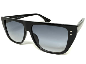 Classic Vintage Retro Style SUNGLASSES Square Black Frame - Light Gradient Tint 1876