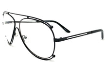 Oversized Vintage Retro Aviator Style Clear Lens EYEGLASSES Large Black Frame 3874