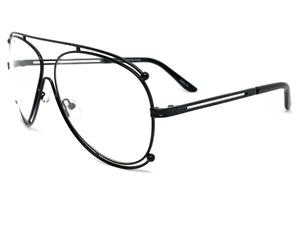 Oversized Vintage Retro Aviator Style Clear Lens EYEGLASSES Large Black Frame 3874