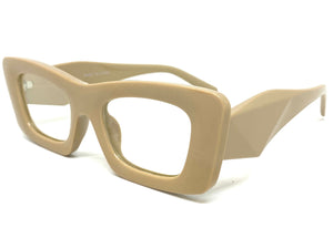 Exaggerated Vintage Retro Style Clear Lens EYEGLASSES Thick Khaki Frame 81260