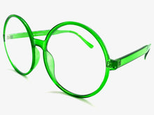 Oversized Vintage Retro Style Clear Lens EYEGLASSES X-Large Round Green Frame 1734
