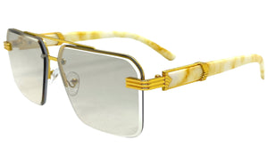 Men's Classy Elegant Luxury Retro Hip Hop Style SUNGLASSES Gold & Marble Frame 5209