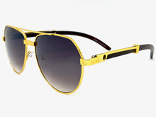 Classy Elegant Sophisticated Luxury Hip Hop Aviator Style SUNGLASSES Gold & Wooden Frame E0378