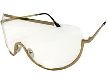 Oversized Modern Retro Shield Style Party Raver SUNGLASSES Large Gold Frame AB303