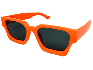 Classic Vintage Retro Style SUNGLASSES Thick Neon Orange Frame - Dark Lens 1402