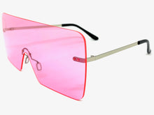 Oversized Exaggerated Modern Retro Shield Style SUNGLASSES Large Flat Pink Lens 10549