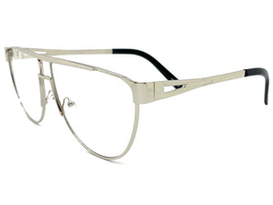 Classic Vintage Retro Style Clear Lens EYEGLASSES Chrome Frame 163889