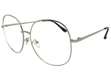 Oversized Exaggerated Vintage Retro Style Clear Lens EYEGLASSES Large Silver Frame 6404
