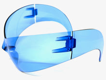 Oversized Space Futuristic Robotic Cyclops Shield Costume Party SUNGLASSES Huge Blue Lens 2170