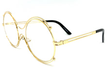 Oversized Exaggerated Retro Style Clear Lens EYEGLASSES Large Round Gold Frame 6458