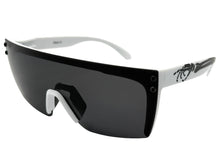 Classic Hardcore Biker Gangster Wrap Shield Style POLARIZED SUNGLASSES White Frame - Dark Lens X0018