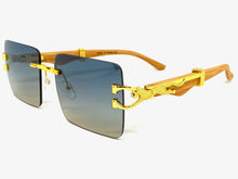 Classy Elegant Sophisticated Luxury Hip Hop Style SUNGLASSES Gold & Wooden Frame E0962