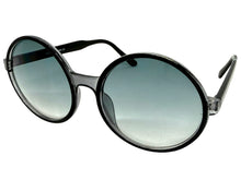 Oversized Exaggerated Vintage Retro Style SUNGLASSES Round Black Frame - Blue Lens 1734