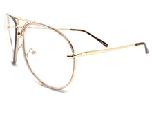 Oversized Vintage Retro Aviator Style Clear Lens EYEGLASSES Large Gold Frame 4355