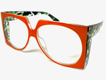 Oversized Vintage Retro Style Clear Lens EYEGLASSES Large Square Orange Frame 5693