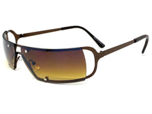 Contemporary Modern Wrap Style SUNGLASSES Brown Frame E0943