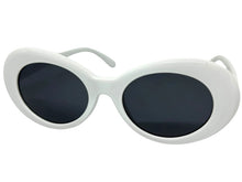 Classic Funky Vintage Retro Style SUNGLASSES Oval White Frame - Dark Lens 1810