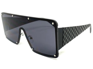 Oversized Contemporary Modern Retro Shield Style SUNGLASSES Large Flat Dark Lens 96312
