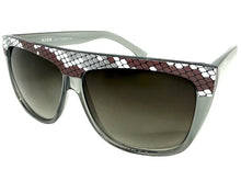 Oversized Classic Vintage Retro Style SUNGLASSES Large Gray Snakeskin Frame 1201