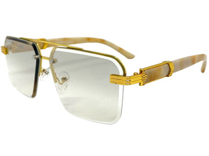 Men's Classy Elegant Luxury Designer Hip Hop Style SUNGLASSES Gold & Marble Frame 7537