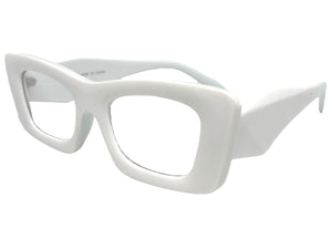 Exaggerated Vintage Retro Style Clear Lens EYEGLASSES Thick White Frame 81260