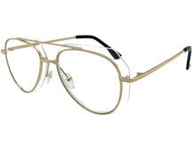 Classic Vintage Retro Aviator Style Clear Lens SUNGLASSES Gold Metal Frame 3375