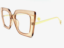 Oversized Exaggerated Retro Cat Eye Clear Lens EYEGLASSES Large Nude & Gold  Optical Frame - RX Capable 1152