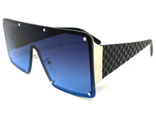 Oversized Contemporary Modern Retro Shield Style SUNGLASSES Large Flat Blue Lens 96312