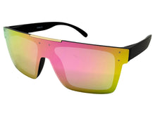 Classic Biker Motorcycle Riding Fishing Wrap Shield Style POLARIZED SUNGLASSES Black Frame - Pink Lens X0023