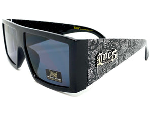 Oversized Biker Gangster Hardcore LOCS SUNGLASSES Black Frame Black Bandana 91160