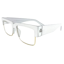 Classy Contemporary Modern Retro Clear Lens EYEGLASSES White & Gold Frame 8259