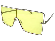 Oversized Futuristic Modern Retro Shield Style SUNGLASSES Large Silver  Frame 96177