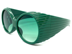 Oversized Exaggerated Vintage Retro Style SUNGLASSES Large Thick Round Green Frame 2156