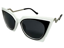 Classic Vintage Retro Cat Eye Style SUNGLASSES Funky White & Black Frame 1720