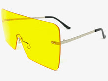 Oversized Exaggerated Modern Retro Shield Style SUNGLASSES Large Flat Yellow Lens 10549