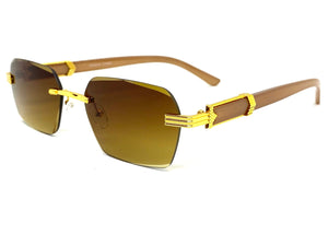 Men's Classy Elegant Luxury Retro Hip Hop Style SUNGLASSES Gold Rimless Frame 7522