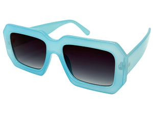 Classic Vintage Retro Style SUNGLASSES Thick Square Blue Frame - Dark Blue Lens 75005