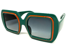 Oversized Exaggerated Vintage Retro Style SUNGLASSES Large Square Green Frame 1351