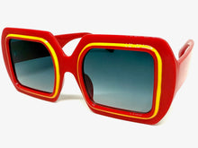 Oversized Exaggerated Vintage Retro Style SUNGLASSES Large Square Red Frame 1351
