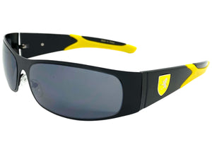 Classic Contemporary Modern Wrap Style SUNGLASSES Sleek Black & Yellow Frame 3727