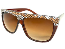 Oversized Classic Vintage Retro Style SUNGLASSES Large Brown Snakeskin Frame 1201