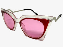 Classic Vintage Retro Cat Eye Style SUNGLASSES Funky Clear & Red Frame 1720