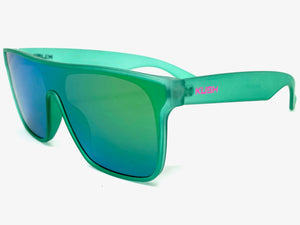 Classic Modern Sporty Wrap Shield Style SUNGLASSES Large Green Frame 80364