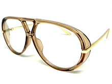 Oversized Classic Vintage Retro Hip Hop Style Clear Lens EYEGLASSES Large Beige & Gold Frame 26008